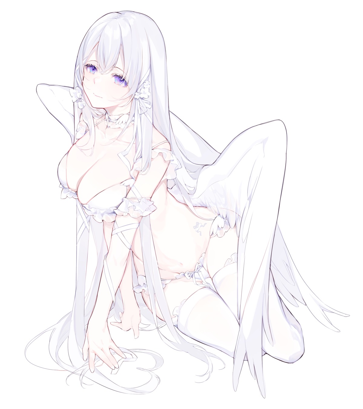 bra cleavage miyuki_(miyuki0529) pantsu thighhighs wings