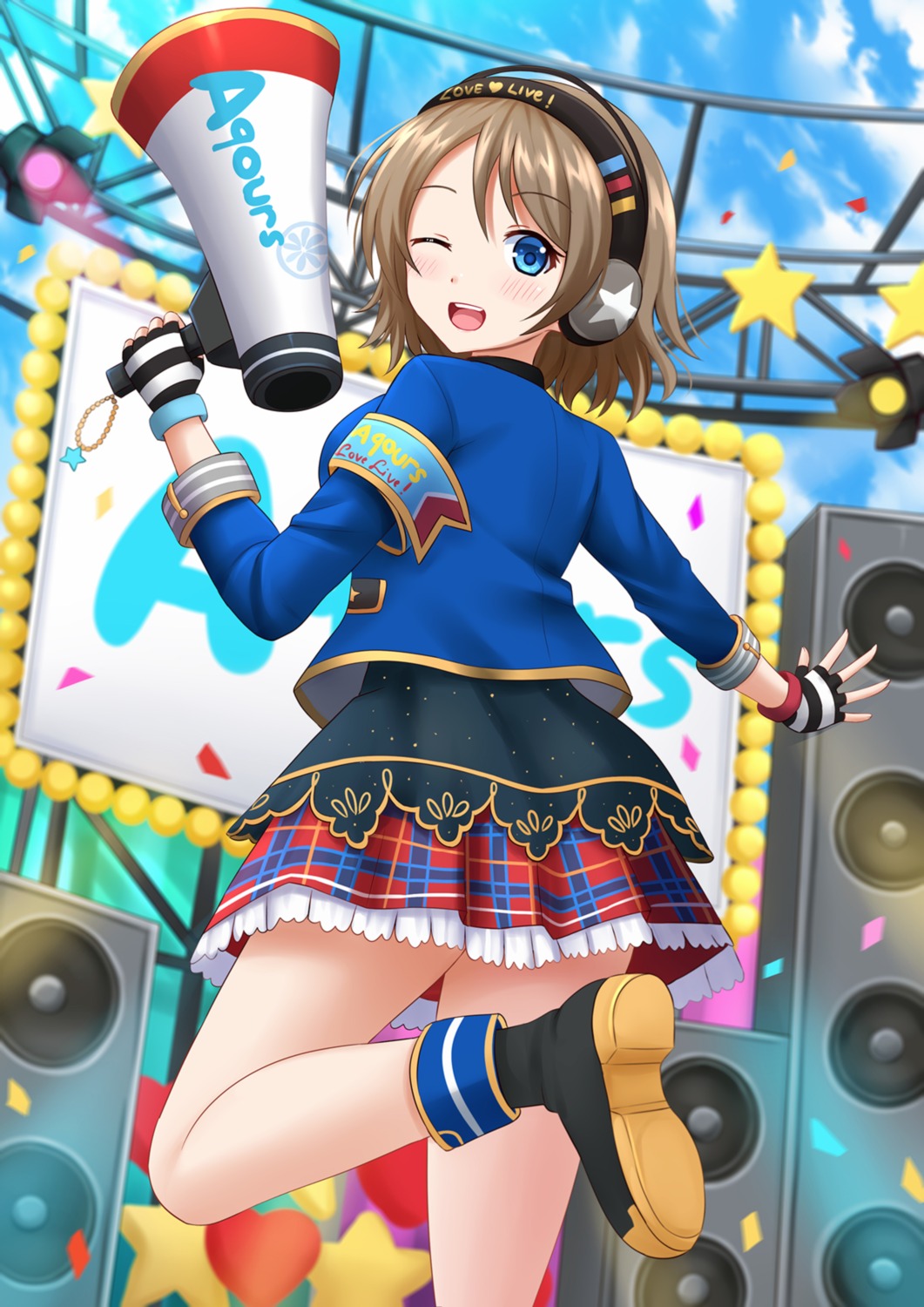 headphones kazenokaze love_live!_sunshine!! watanabe_you