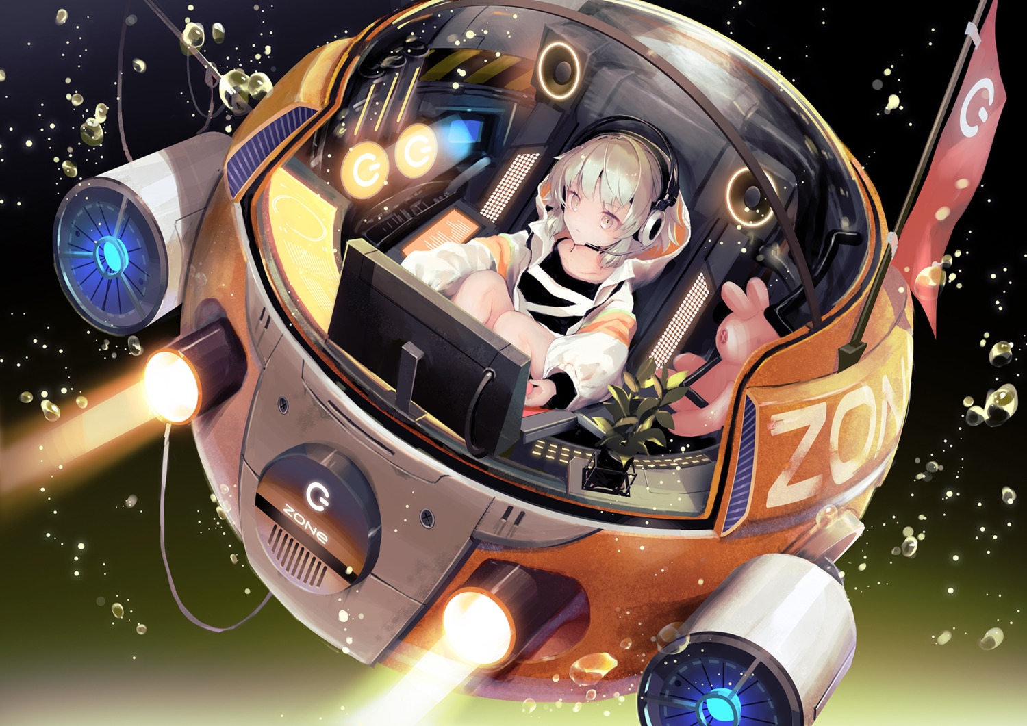 headphones kouka_(mrakano5456) zone_(drink)