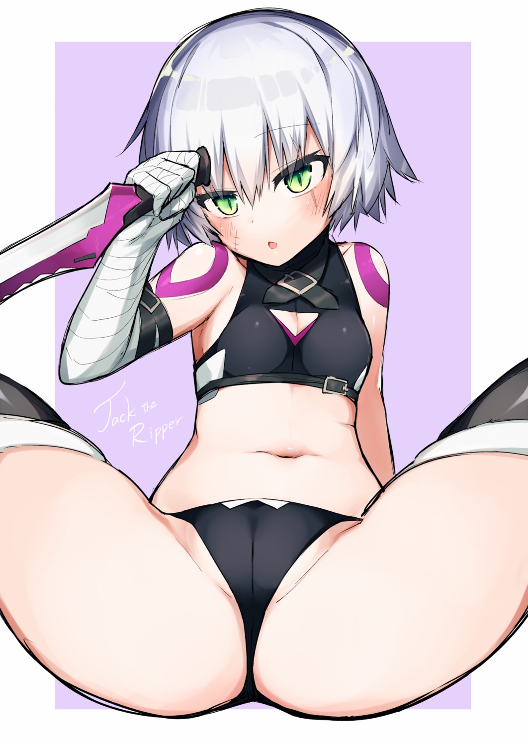 bandages cameltoe cleavage fate/apocrypha fate/grand_order fate/stay_night jack_the_ripper loli pantsu sakurayume_kome tattoo thighhighs thong weapon