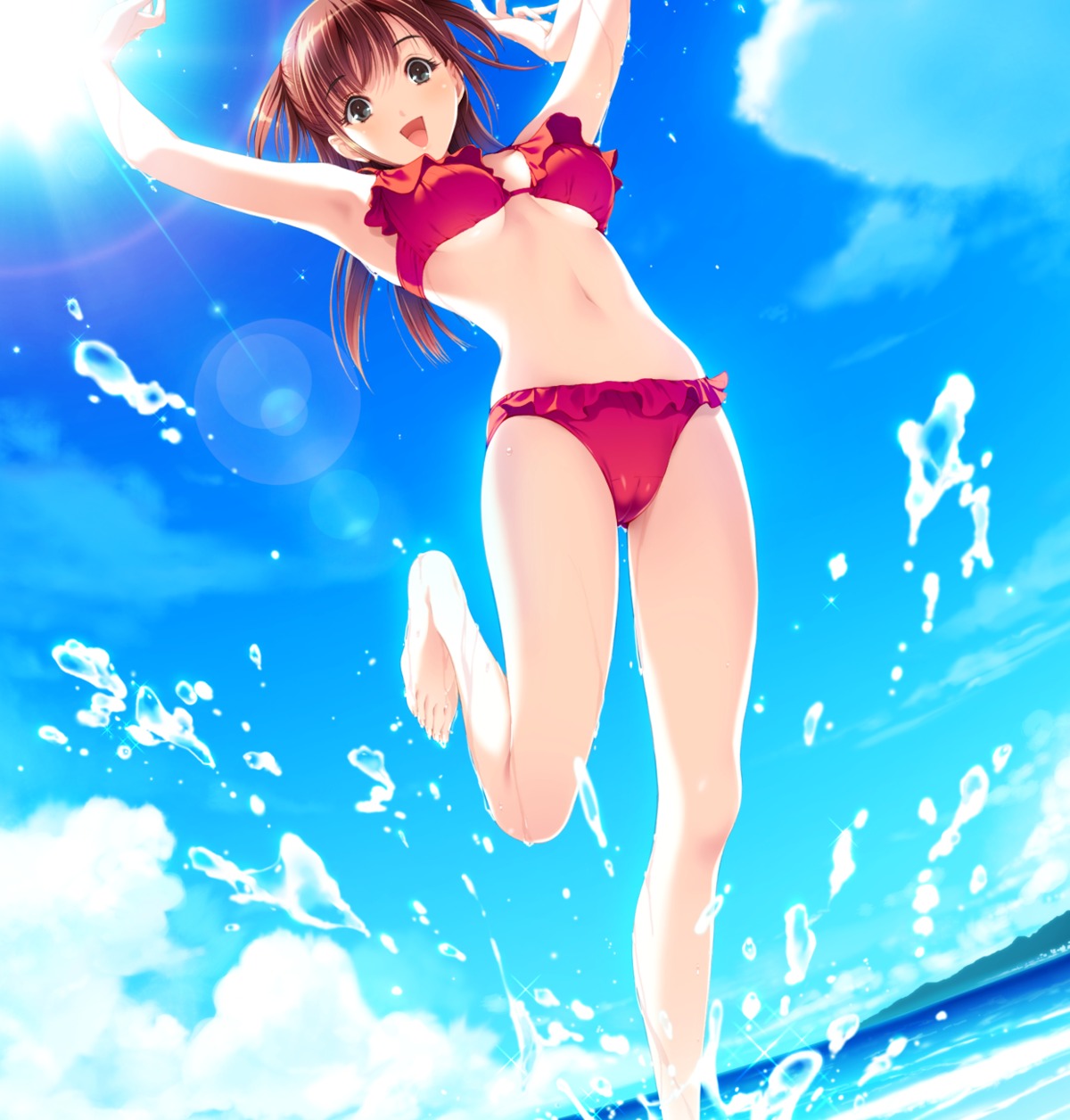bikini cameltoe game_cg ichikawa_saasha jokei_kazoku_iii karasawa_kirara silky's swimsuits underboob wet