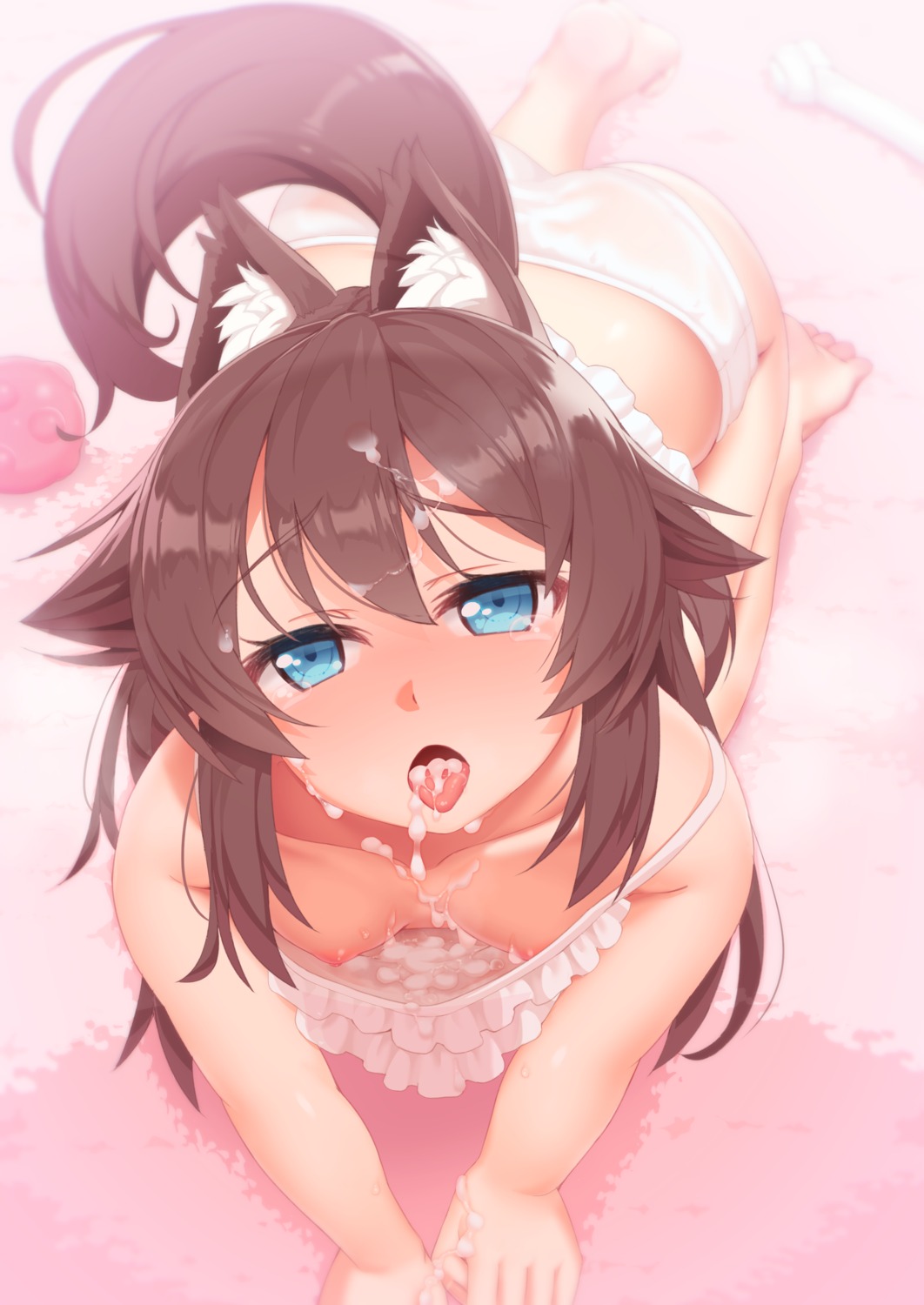 animal_ears breasts cum nipples no_bra pantsu tachimi_(basue) tail