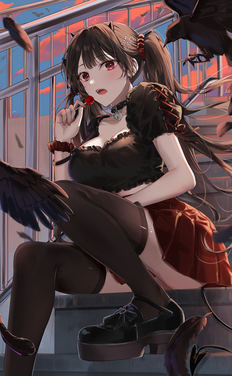 gok_(gok_99) horns skirt_lift tail thighhighs