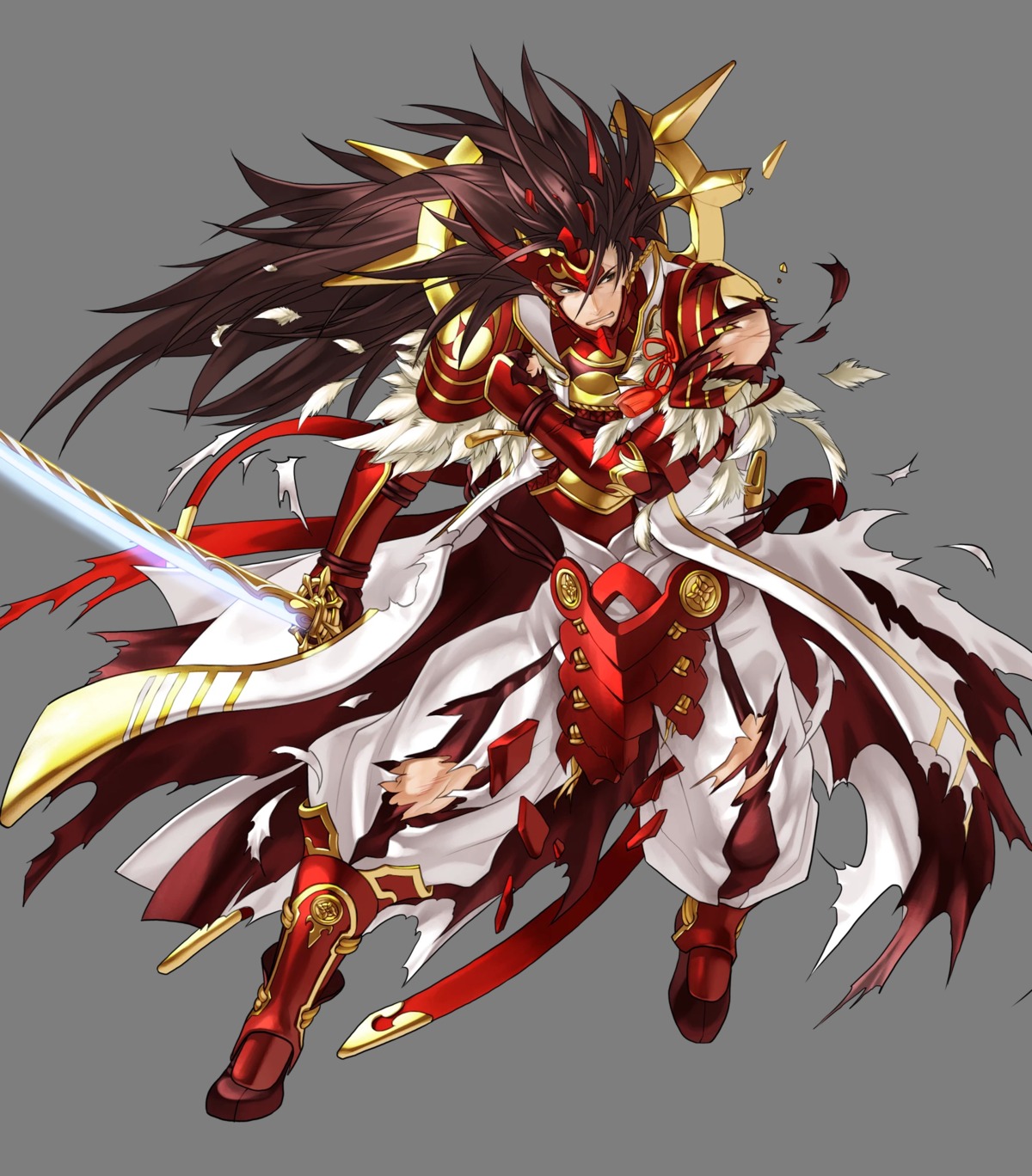 armor fire_emblem fire_emblem_heroes fire_emblem_if kita_senri nintendo ryoma_(fire_emblem) sword torn_clothes transparent_png