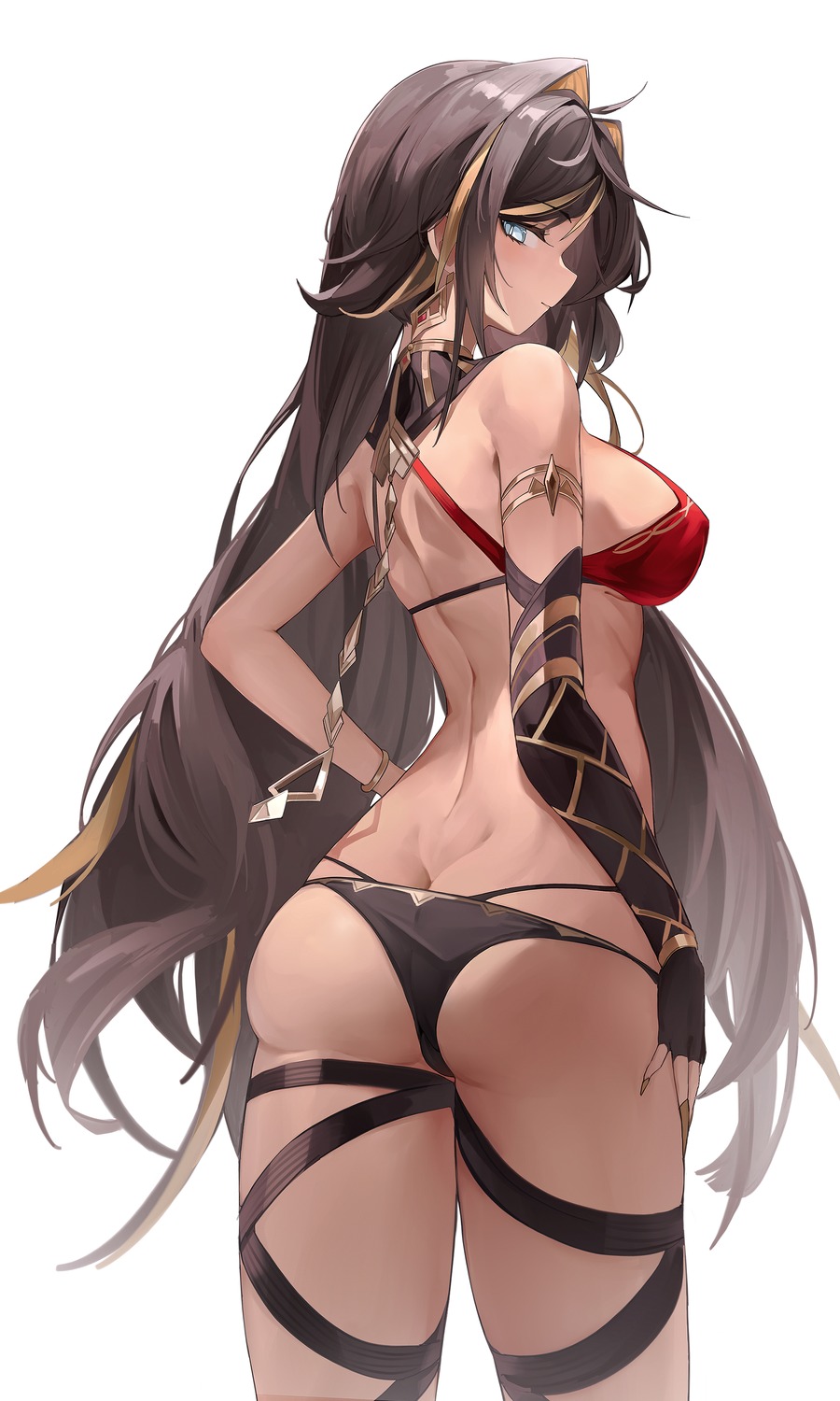 ass berserker_r dehya erect_nipples garter genshin_impact no_bra pantsu thong