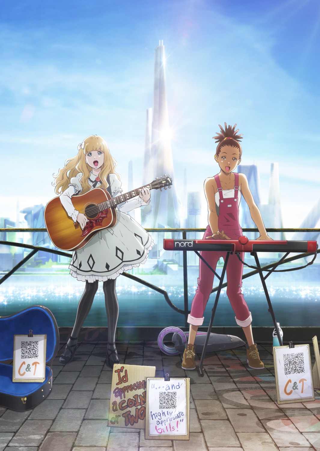 carole_&_tuesday carole_stanley dress eisaku_kubonouchi guitar heels overalls pantyhose tuesday_simmons