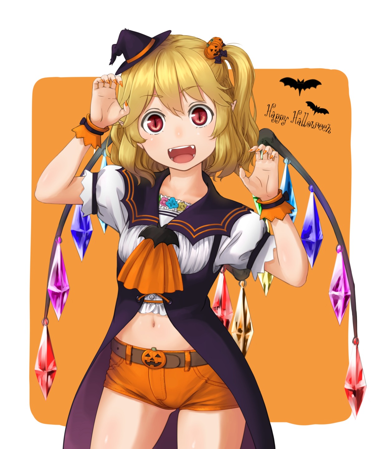 flandre_scarlet halloween kitano_(kitanosnowwhite) touhou wings witch