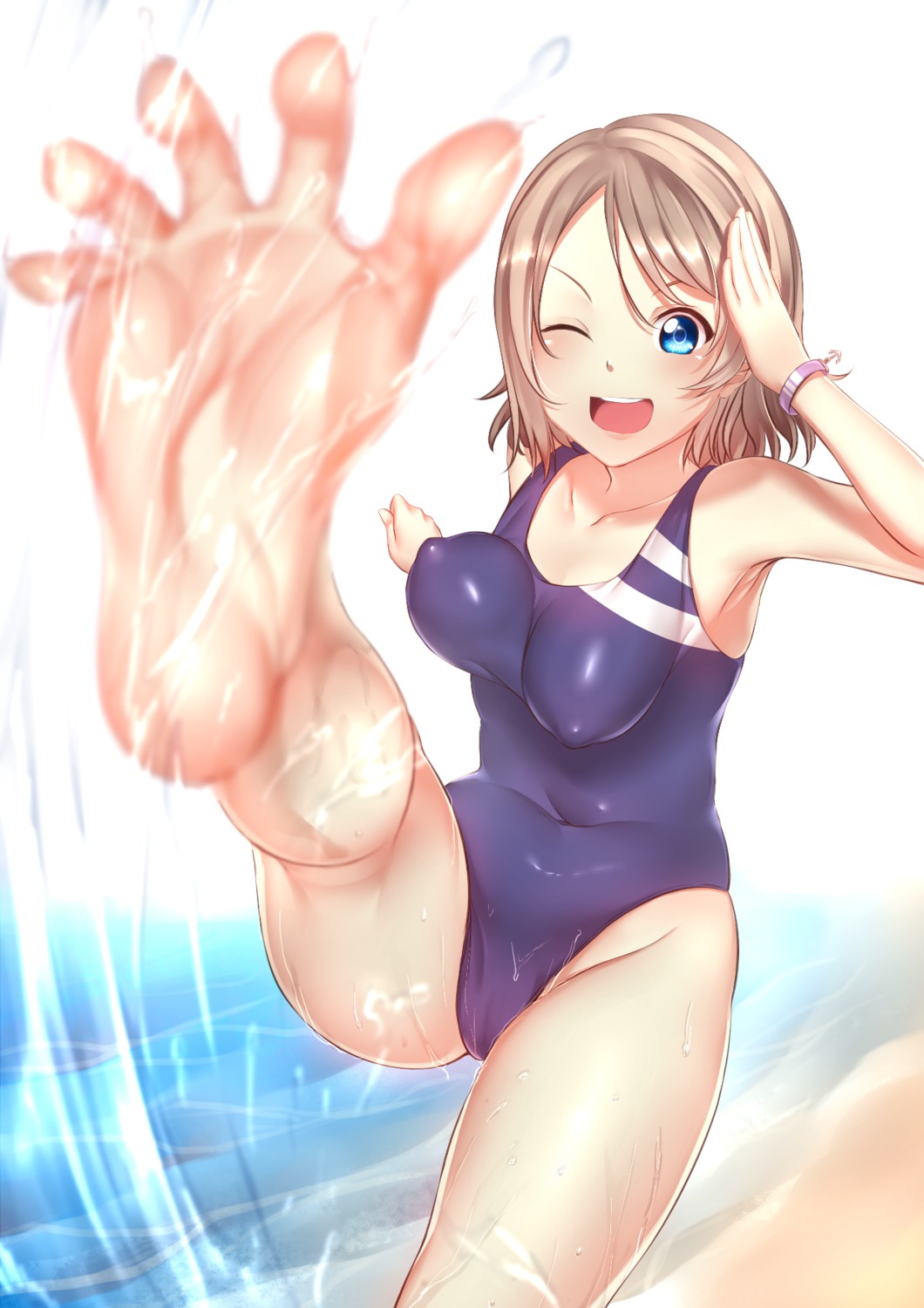 cameltoe erect_nipples feet gundam00uc love_live!_sunshine!! swimsuits watanabe_you wet wet_clothes