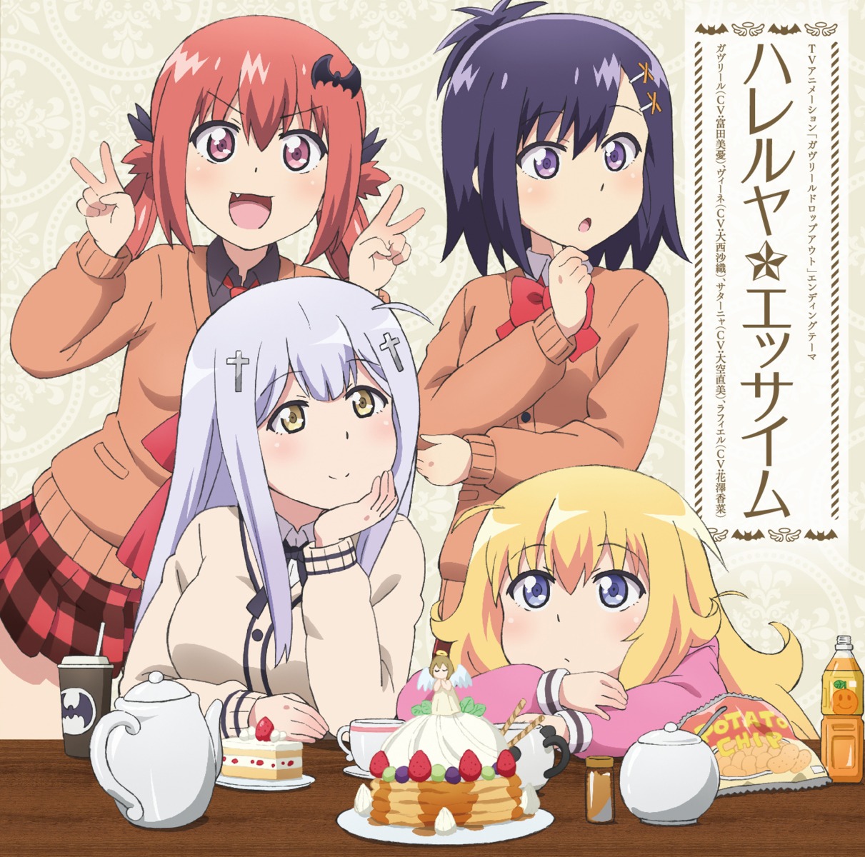 disc_cover gabriel_dropout kurumizawa_satanichia_mcdowell seifuku shiraha_raphiel_ainsworth sweater tenma_gabriel_white tsukinose_vignette_april