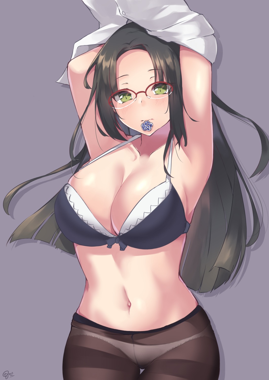 bra megane mushpz pantsu pantyhose shirt_lift undressing