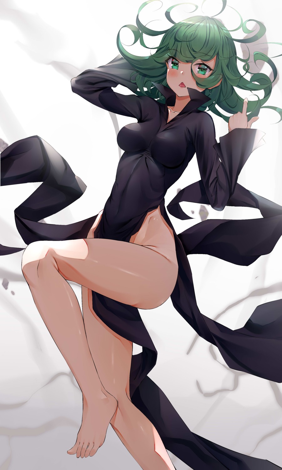 cqingwei dress nopan one_punch_man skirt_lift tatsumaki_(one_punch_man)