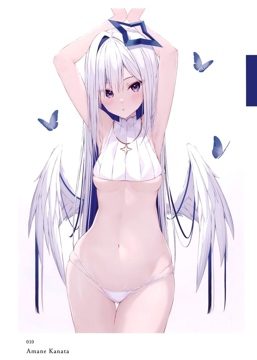 amane_kanata angel hololive no_bra pantsu taracomax wings