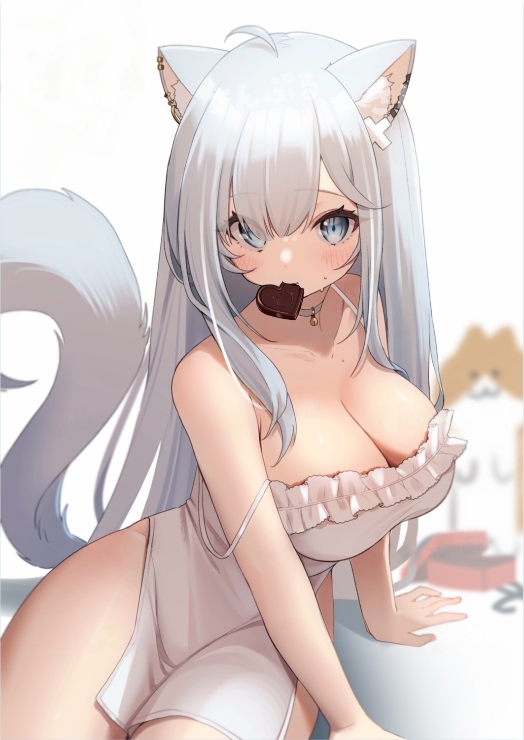 animal_ears cropped detexted indie_virtual_youtuber lingerie photoshop sakura_qoo skoll_world tail valentine