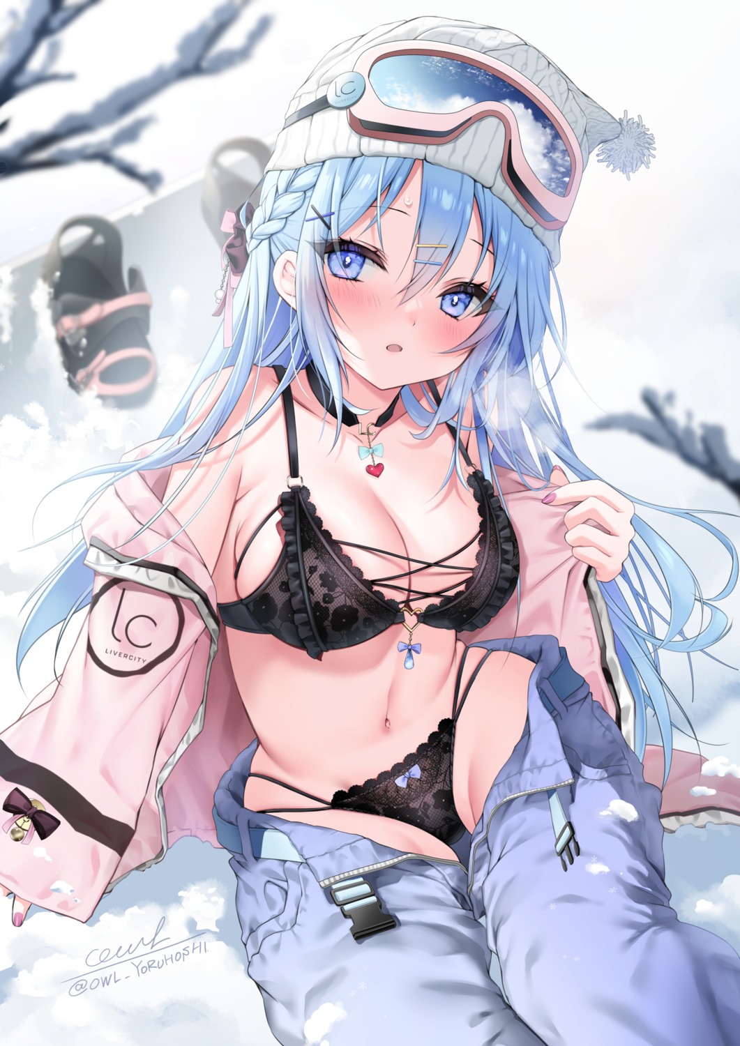 bra emori_miku emori_miku_project open_shirt pantsu see_through undressing yoruhoshi_owl