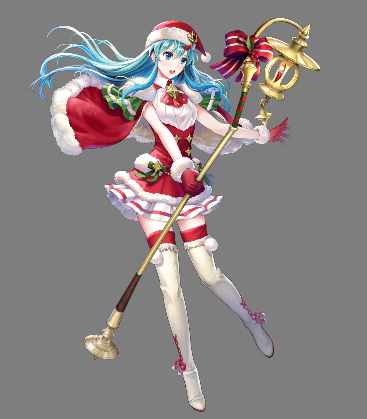 asatani_tomoyo christmas dress eirika fire_emblem fire_emblem:_seima_no_kouseki fire_emblem_heroes nintendo thighhighs transparent_png weapon