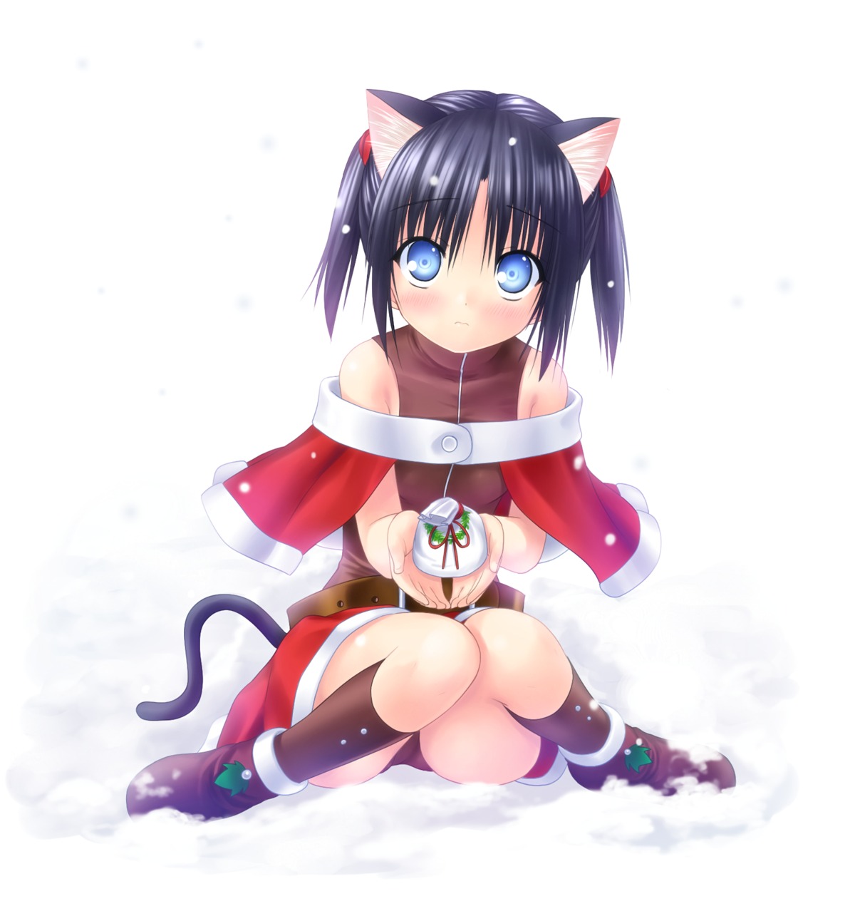 animal_ears christmas na-ga nekomimi pantsu skirt_lift tail