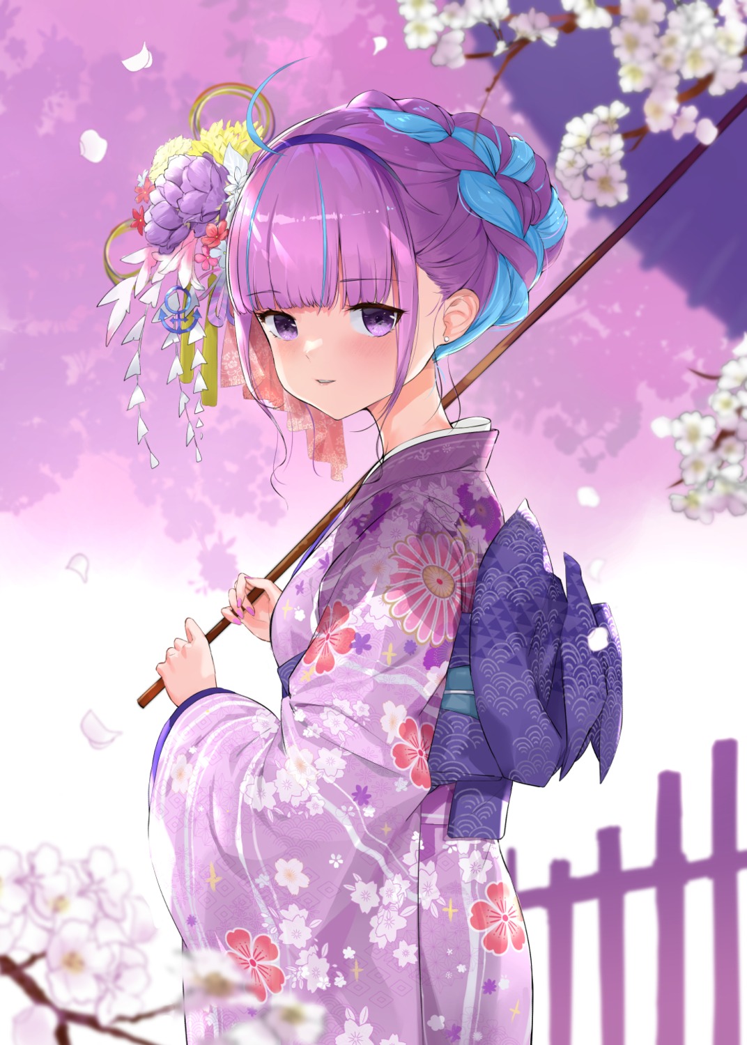 crystal_shoujo hololive kimono minato_aqua umbrella