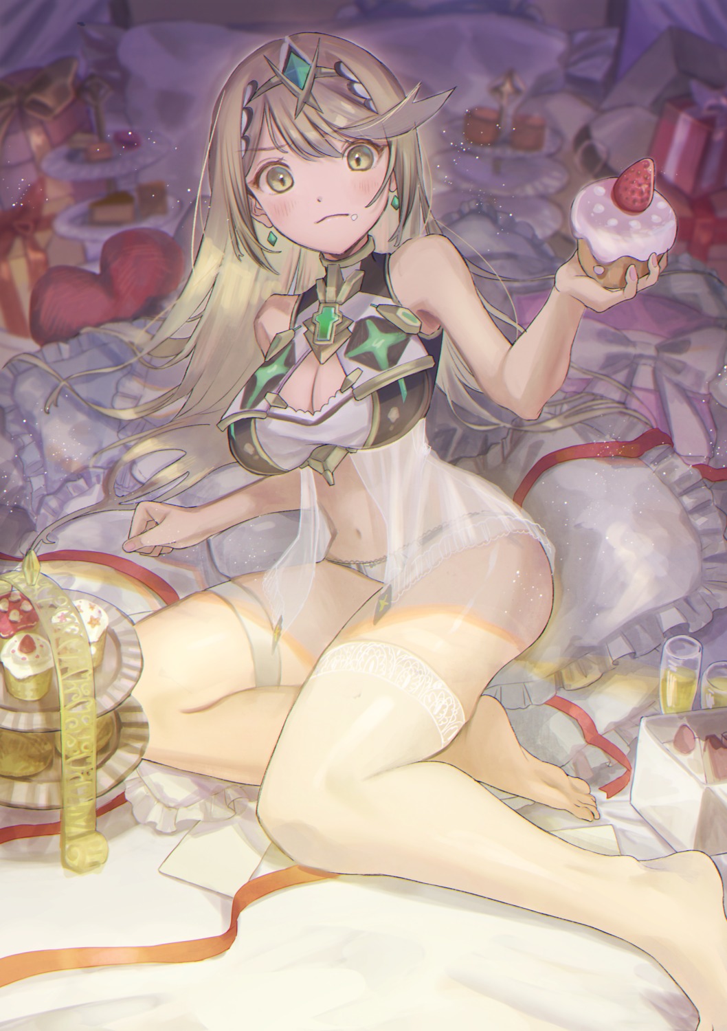 cleavage fujie-yz hikari_(xenoblade_2) lingerie pantsu see_through thighhighs xenoblade xenoblade_chronicles_2