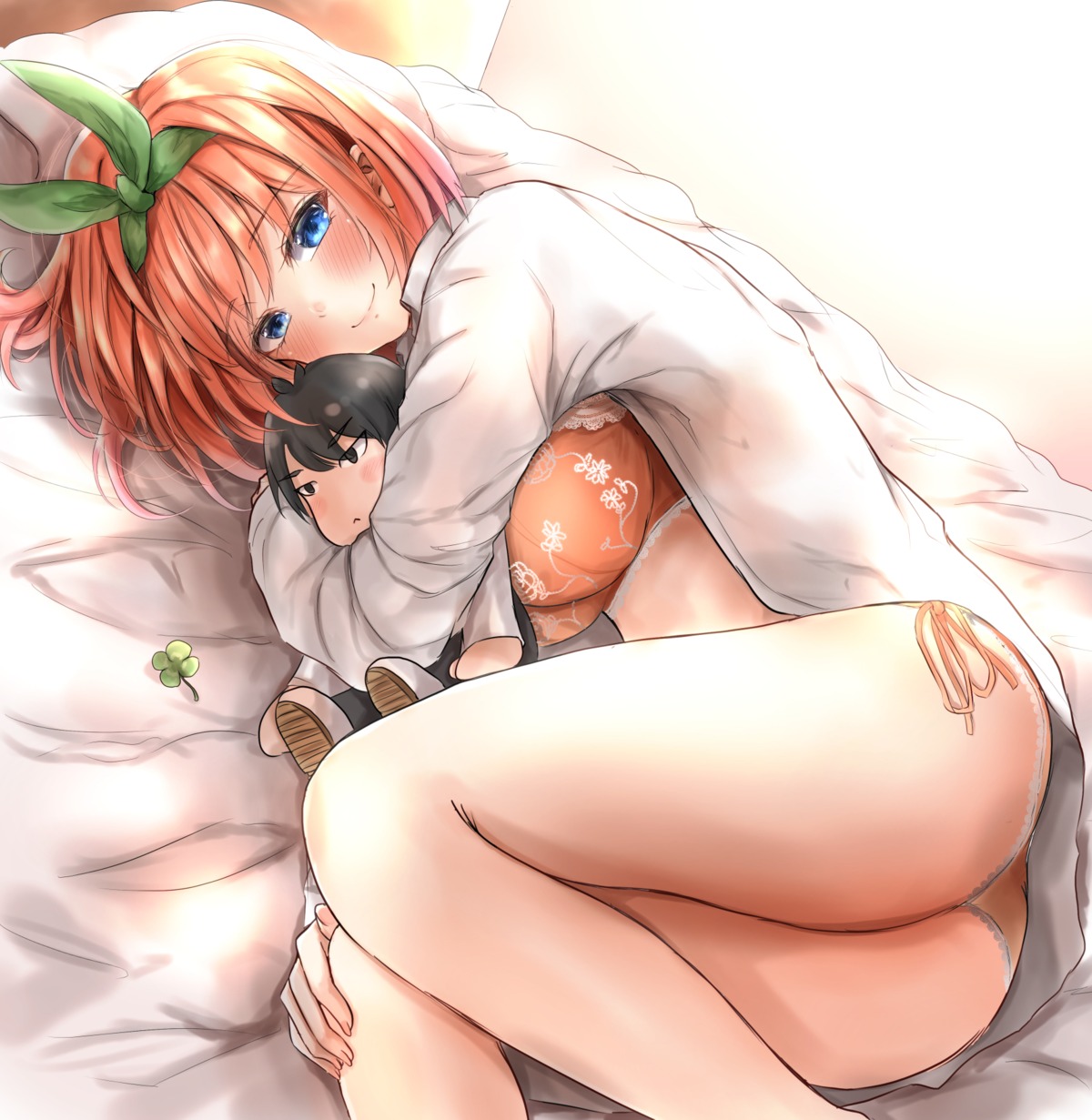 5-toubun_no_hanayome ass ayachanman bra chibi nakano_yotsuba open_shirt pantsu string_panties uesugi_fuutarou