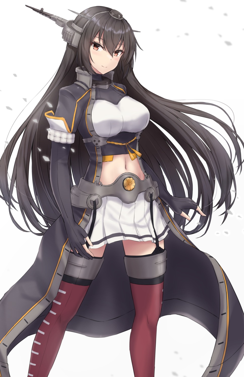 kantai_collection monoku nagato_(kancolle) stockings thighhighs uniform