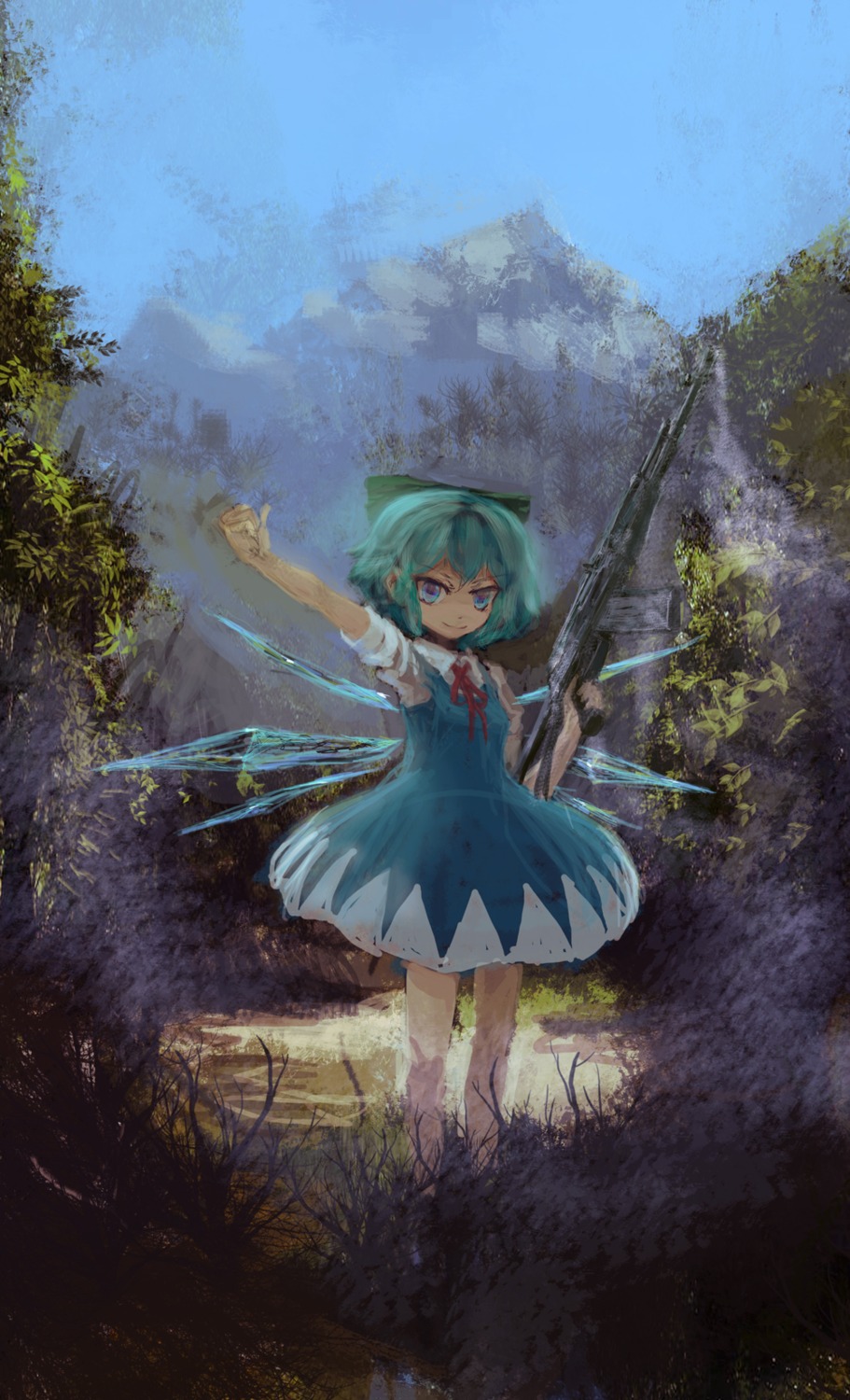 cirno gun landscape lm7 touhou wings