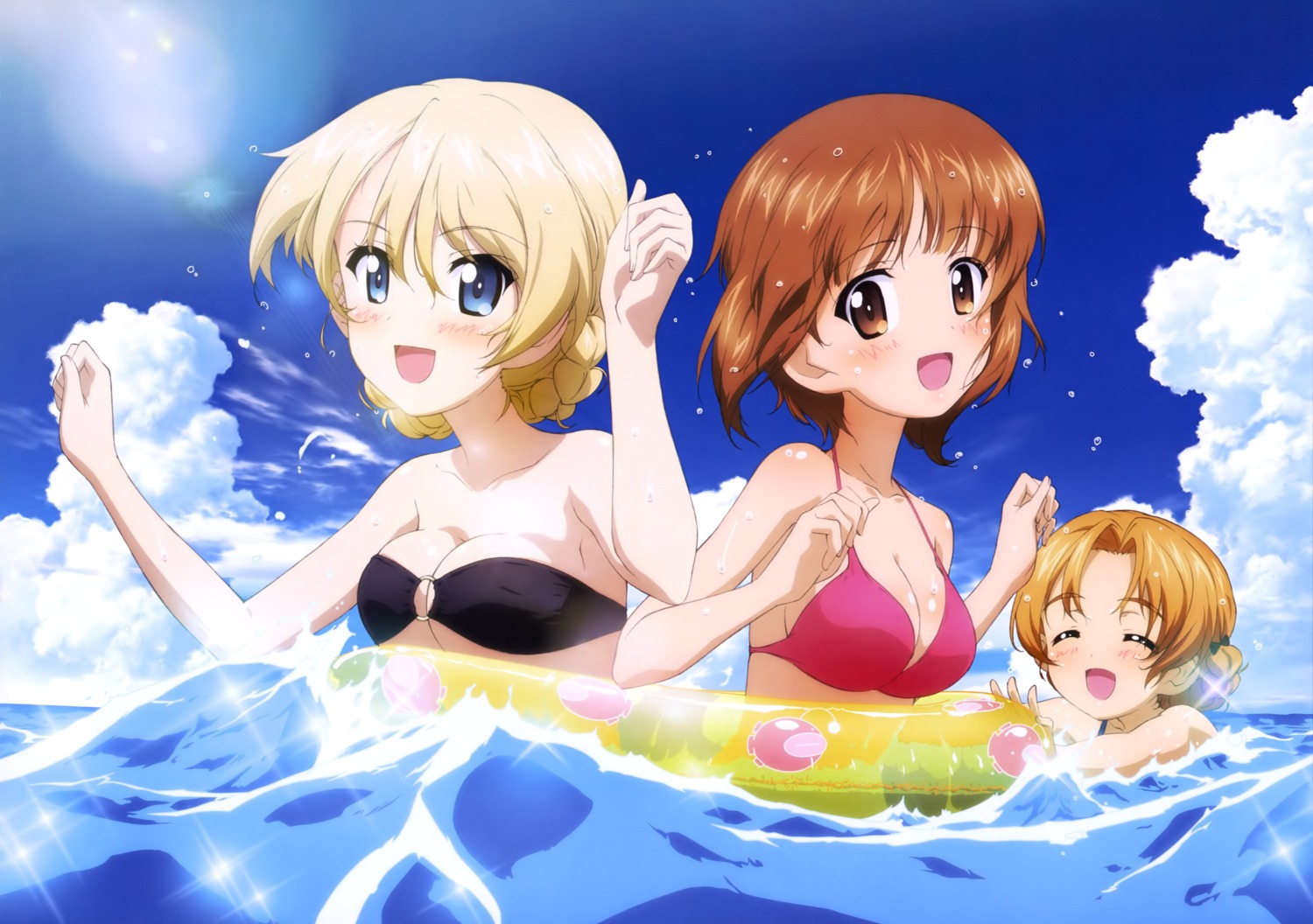 bikini_top cleavage darjeeling girls_und_panzer nishizumi_miho orange_pekoe swimsuits underboob wet