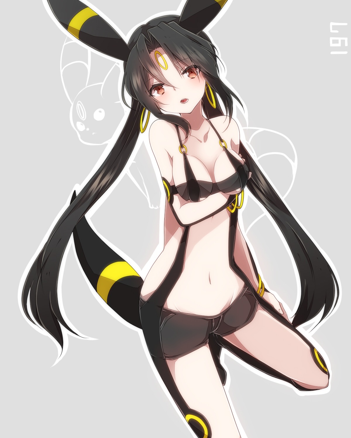 anthropomorphization breast_hold cleavage pokemon tail takeshima_(nia) umbreon underboob