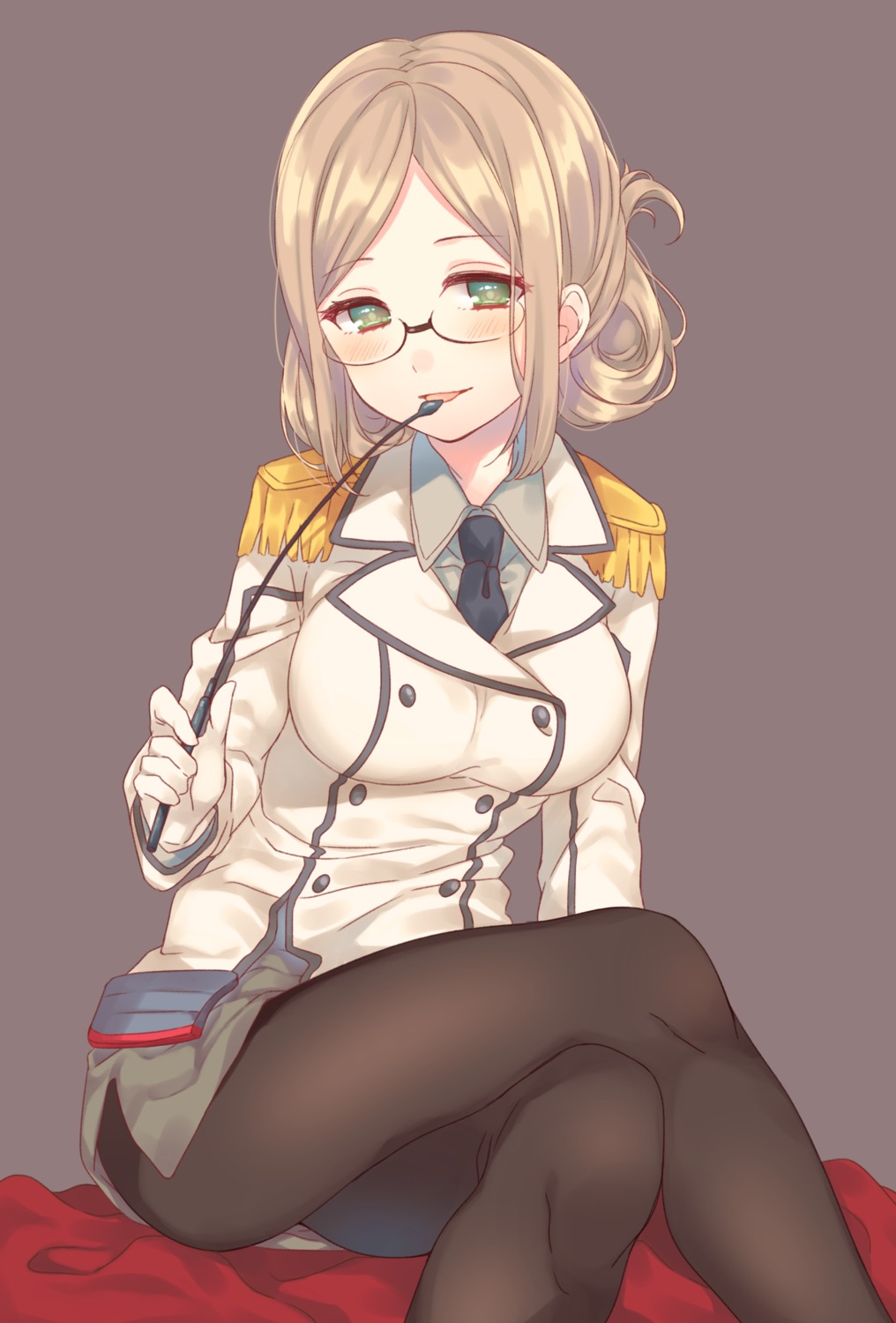 kantai_collection katori_(kancolle) megane nerunnn pantyhose uniform