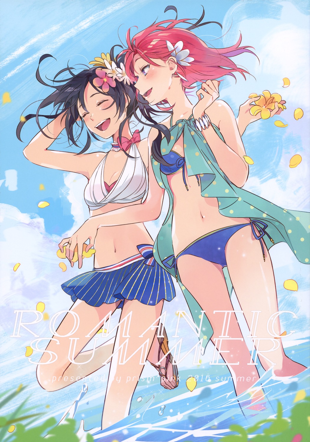 bikini cleavage karuha love_live! nishikino_maki prism*pink swimsuits wet yazawa_nico