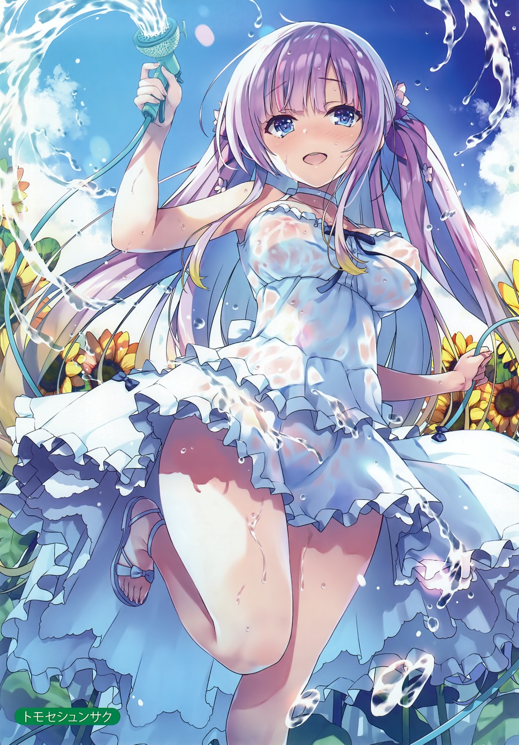 dress erect_nipples melonbooks nopan see_through summer_dress tomose_shunsaku wet_clothes