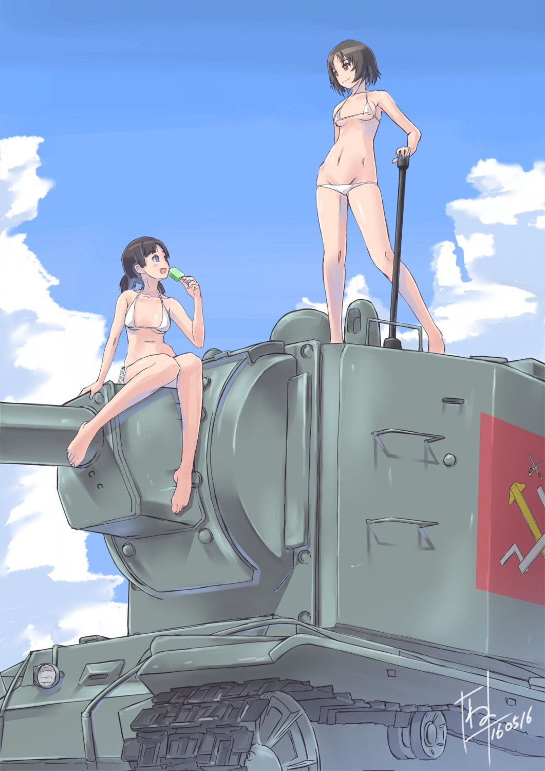 alina_(girls_und_panzer) bikini girls_und_panzer nenchi nina_(girls_und_panzer) swimsuits underboob