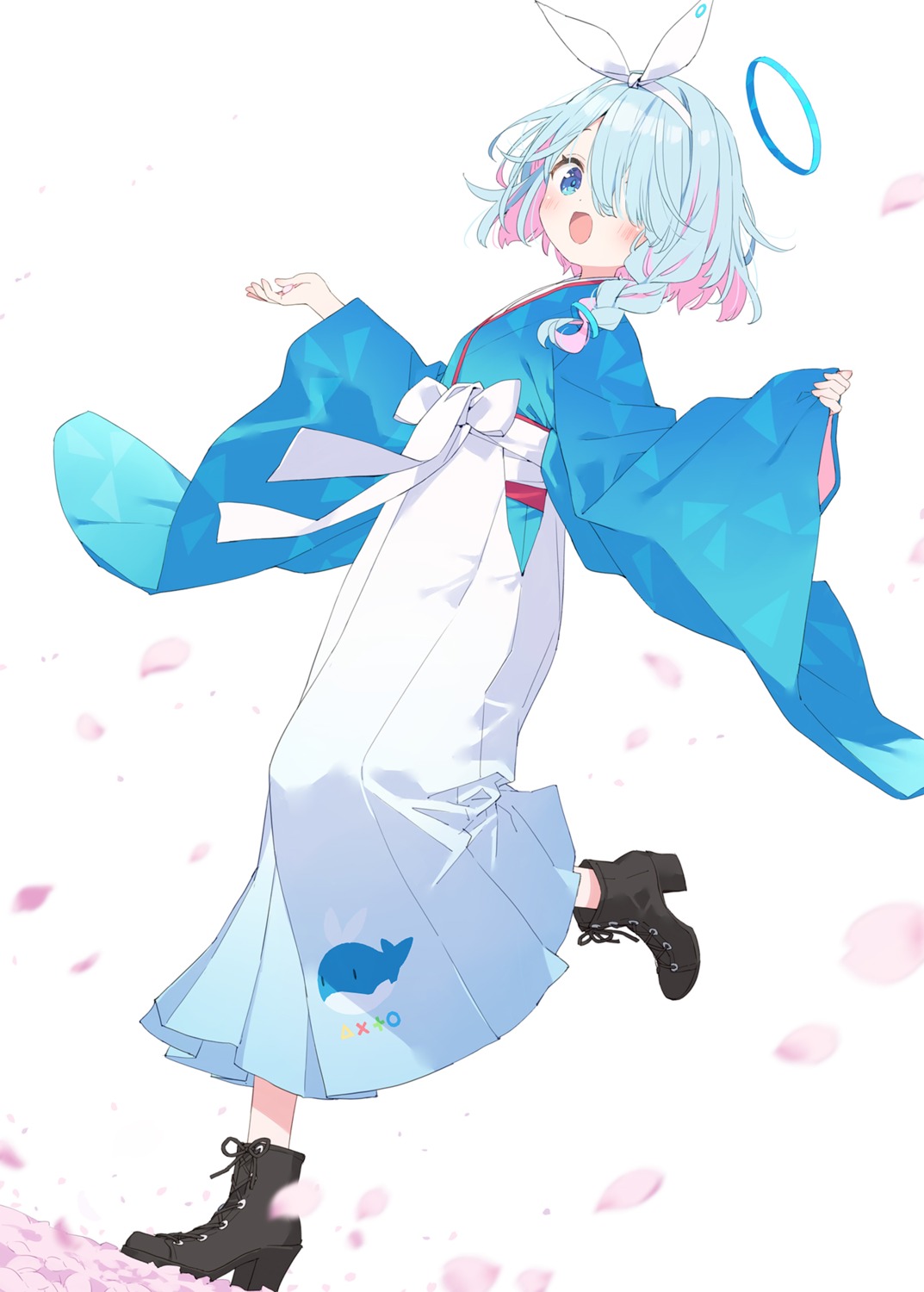 arona_(blue_archive) blue_archive halo heels japanese_clothes kani_biimu