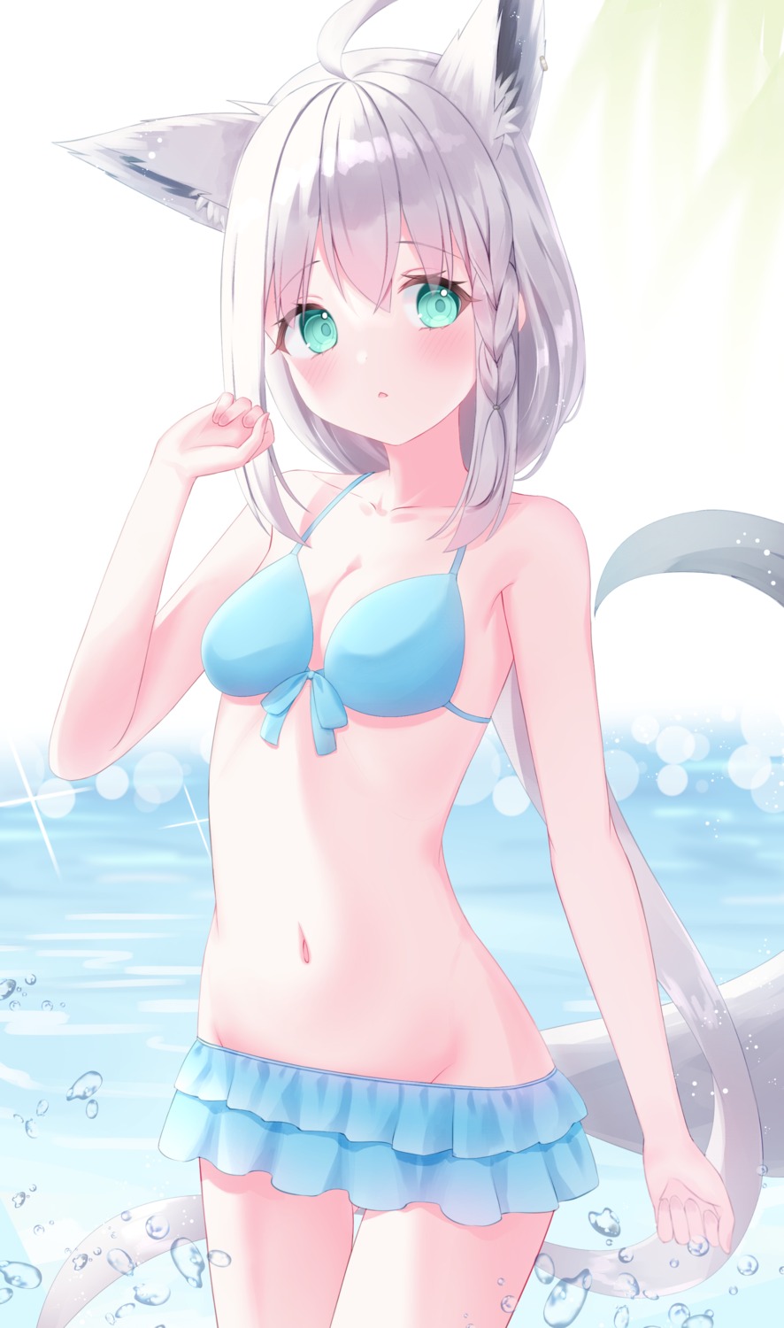 animal_ears anzu_yotsuba bikini cleavage hololive hololive_gamers kitsune shirakami_fubuki swimsuits tail