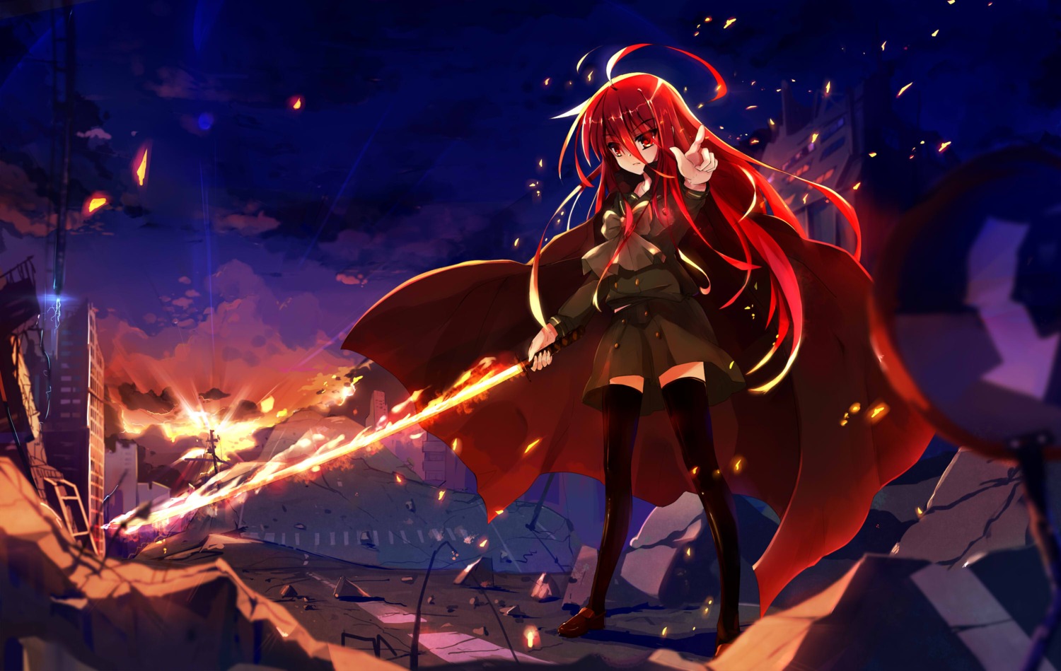 baisi_shaonian jpeg_artifacts seifuku shakugan_no_shana shana sword thighhighs