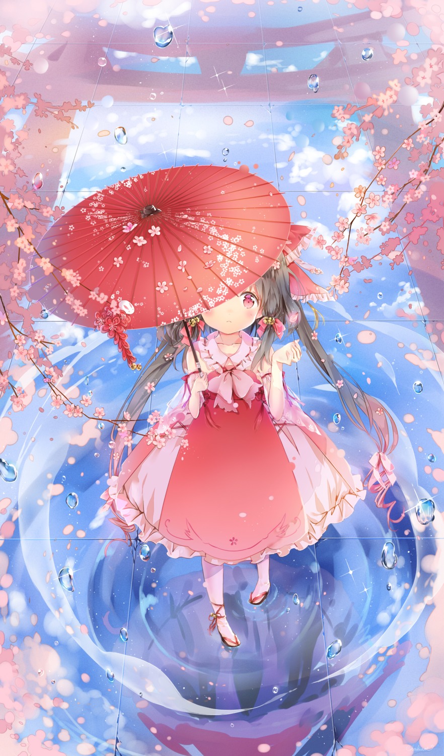 dress hakurei_reimu hoshi_ame touhou umbrella