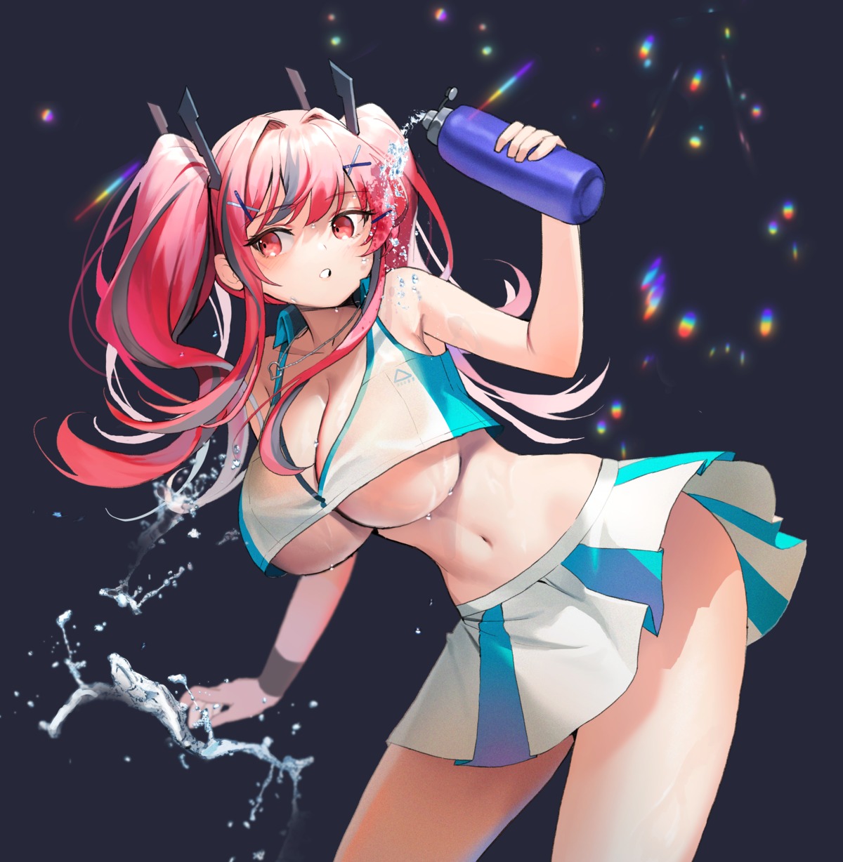 azur_lane bremerton_(azur_lane) hyoin no_bra see_through skirt_lift wet wet_clothes