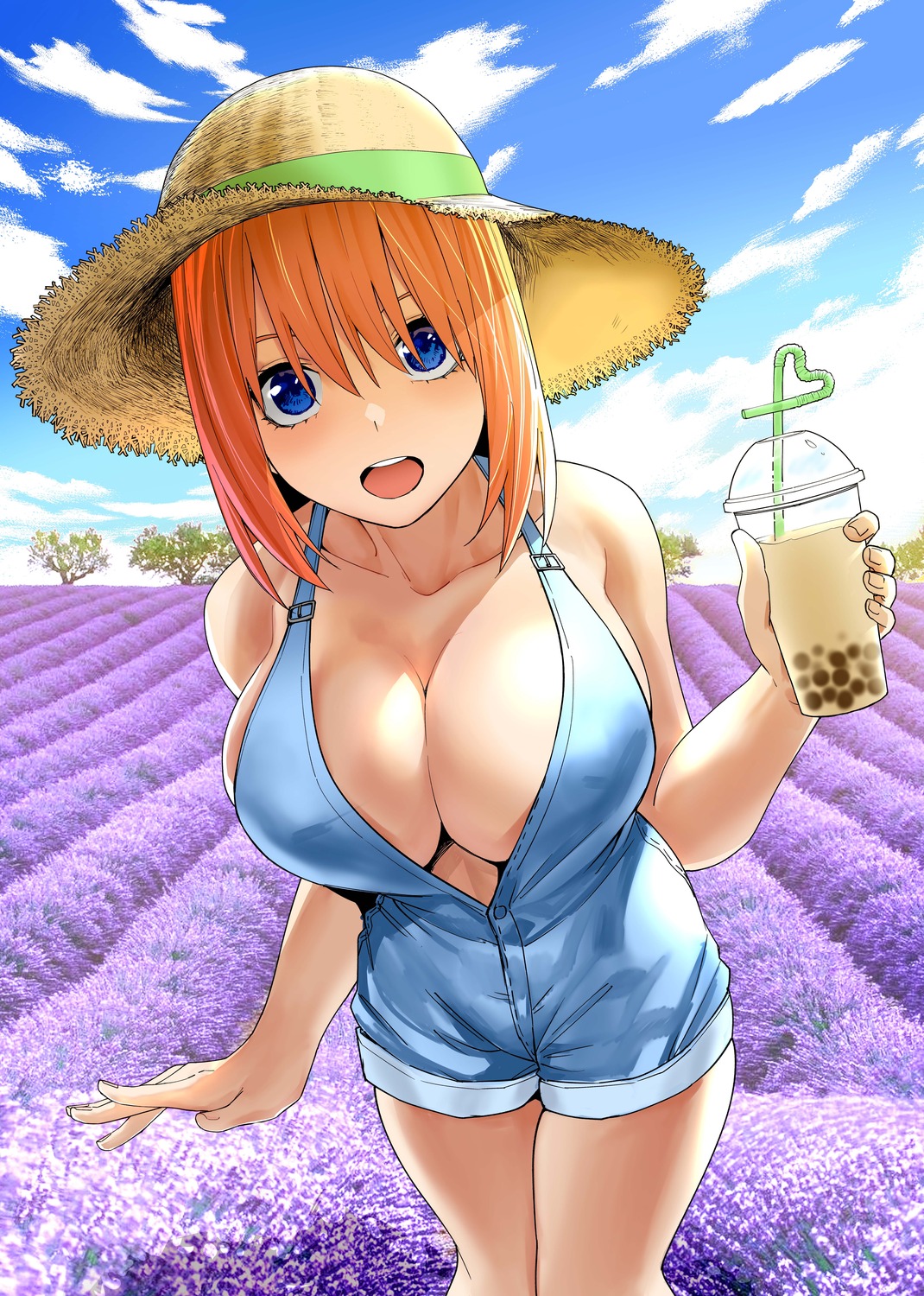 5-toubun_no_hanayome kosmos_beta nakano_yotsuba no_bra overalls