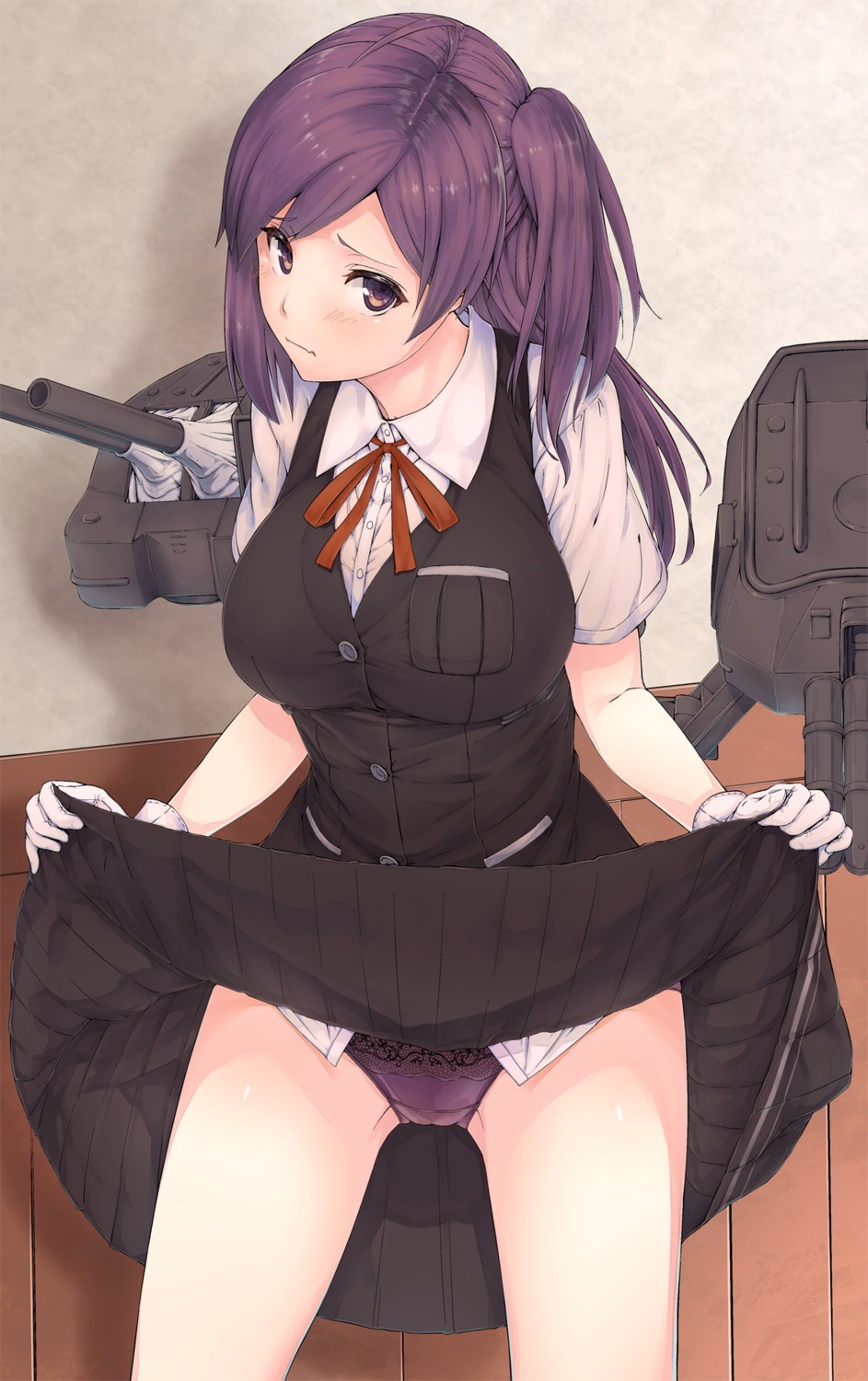 hagikaze_(kancolle) kantai_collection lingerie pantsu seifuku skirt_lift urigarasu