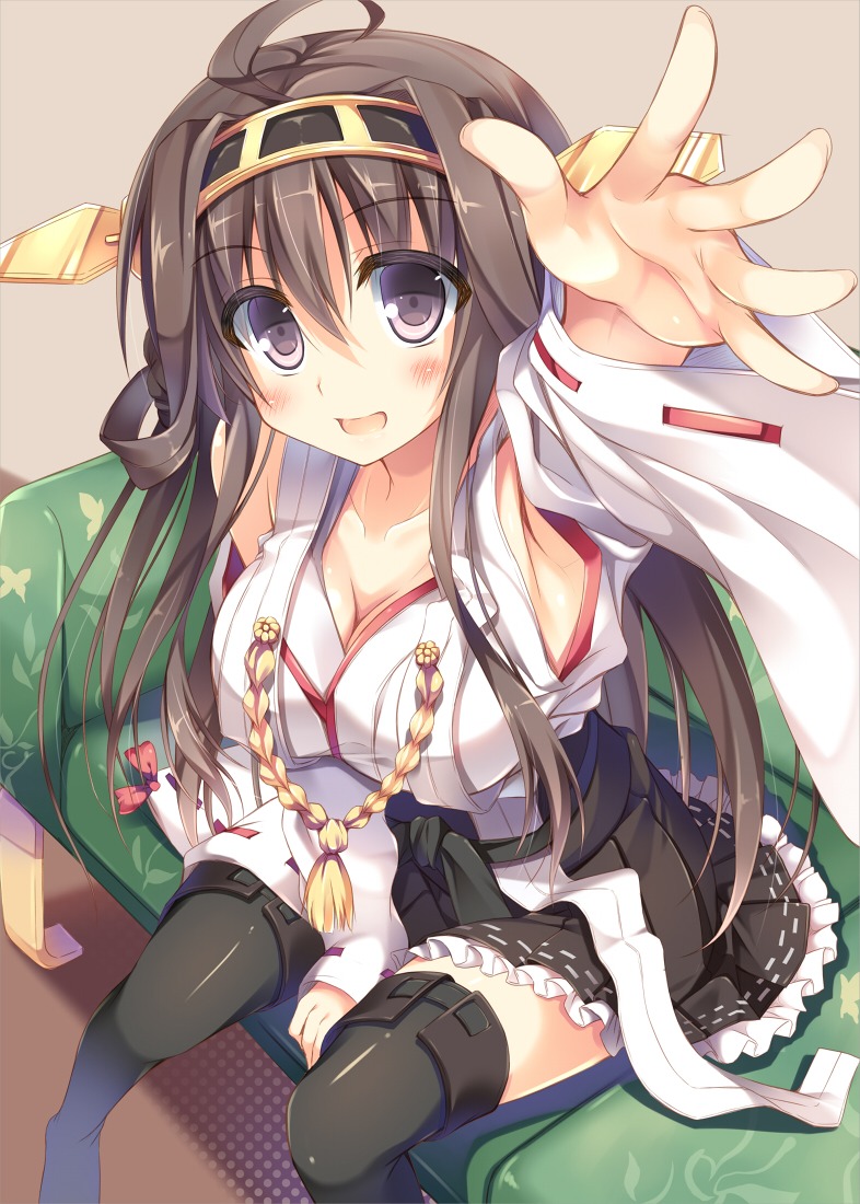 cleavage kantai_collection kongou_(kancolle) nozomi_tsubame thighhighs