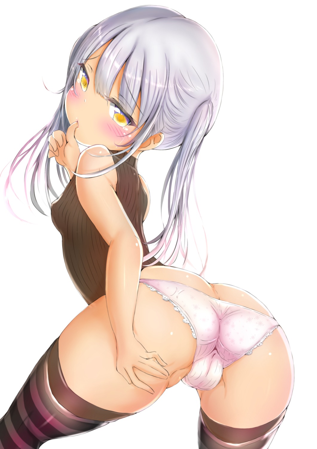 ass cameltoe cream loli ninyo_(user_pddg5877) pantsu sweater thighhighs