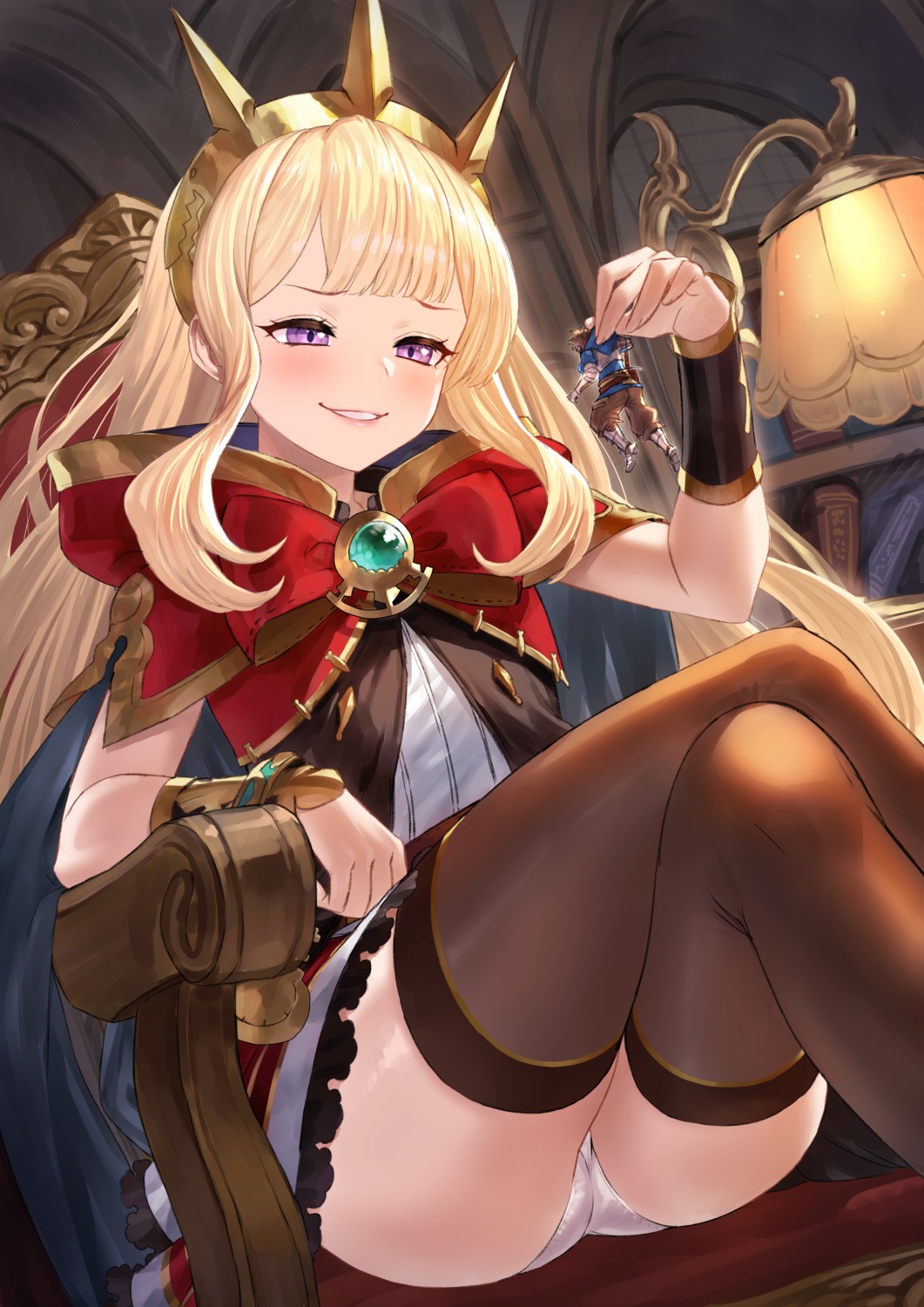 cagliostro_(granblue_fantasy) granblue_fantasy pantsu skirt_lift thighhighs yapo_(croquis_side)