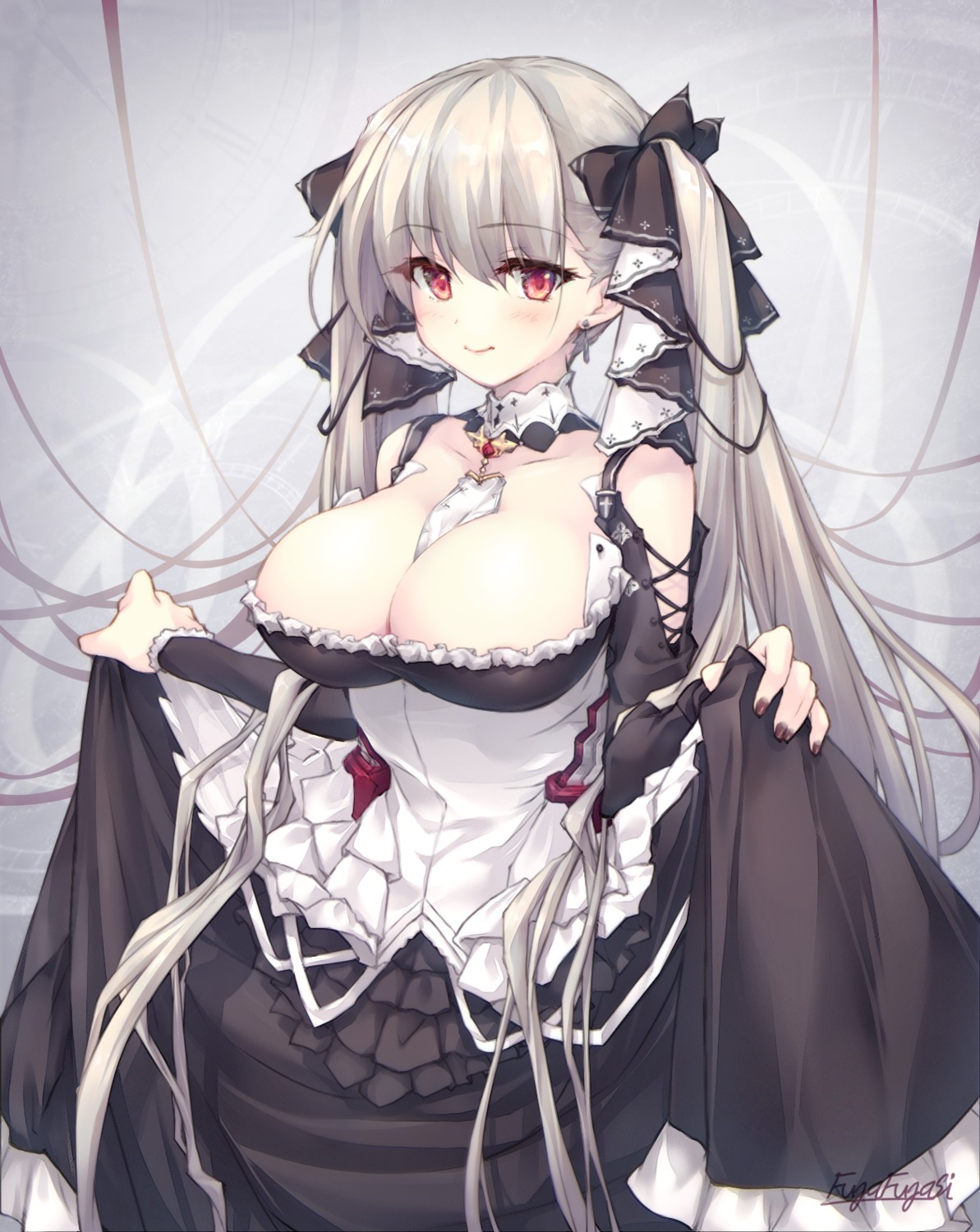 azur_lane formidable_(azur_lane) fuga_fugasi gothic_lolita lolita_fashion no_bra skirt_lift