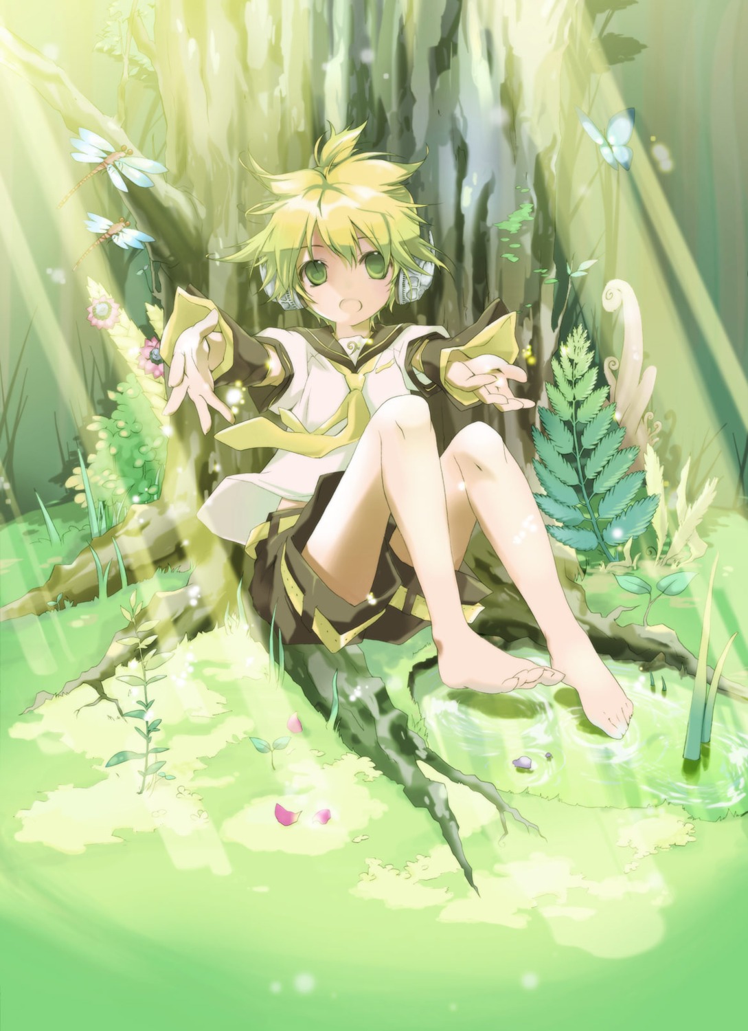 headphones hekicha kagamine_len male vocaloid