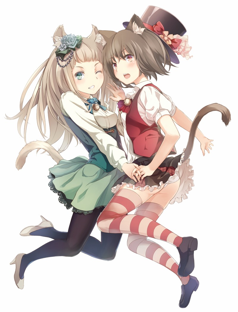 animal_ears nekomimi pantsu pantyhose tail thighhighs u_suke