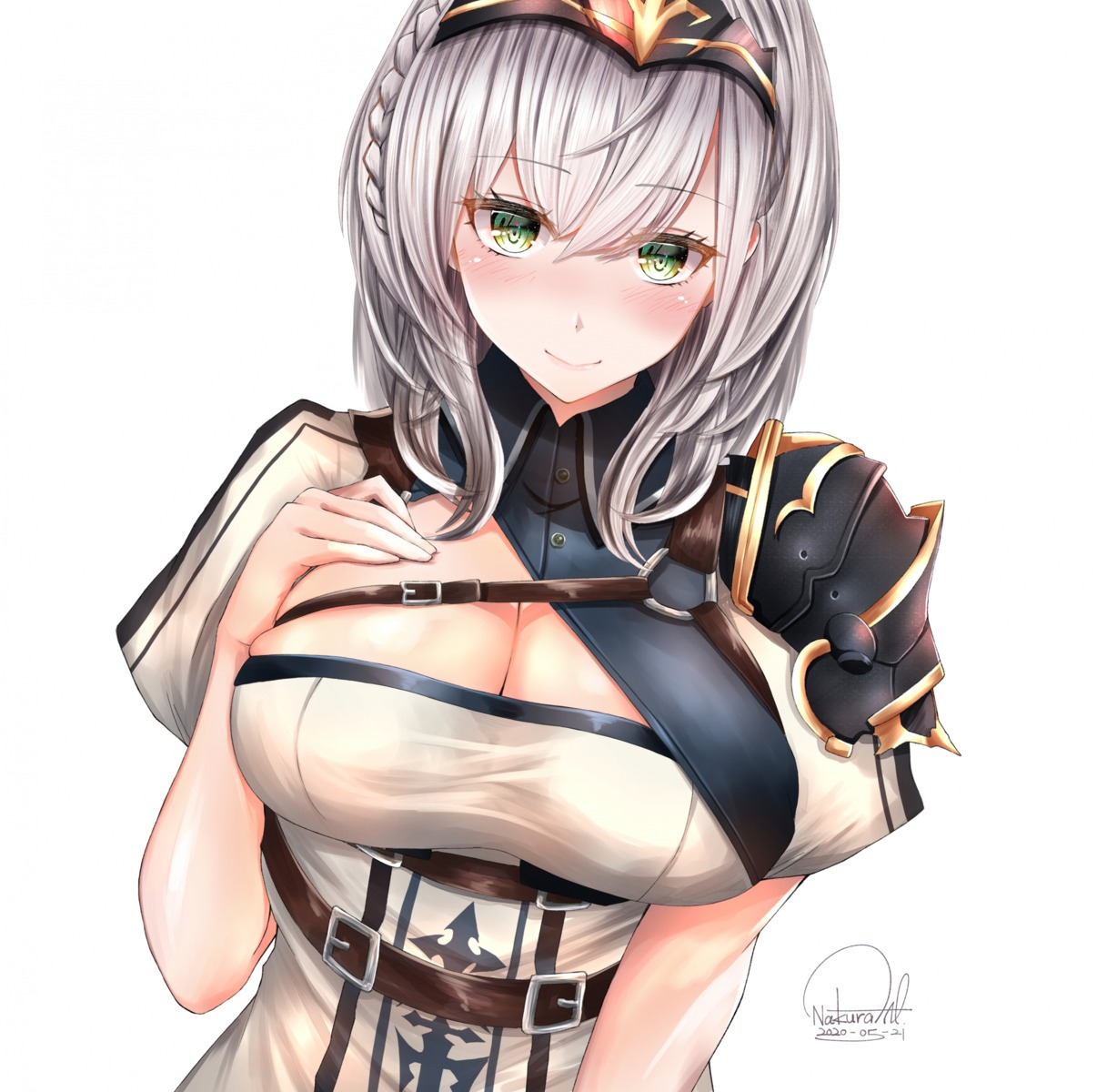 armor breast_hold hololive nakura_yuu shirogane_noel