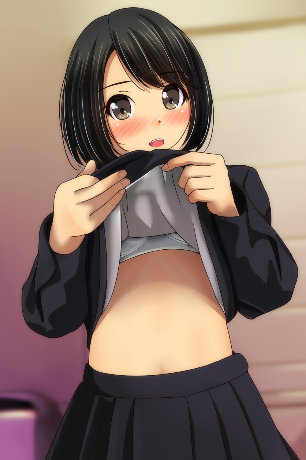 bra loli matsunaga_kouyou seifuku shirt_lift