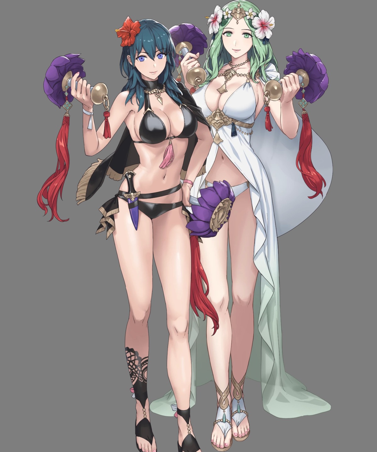 bikini byleth_(fire_emblem) cleavage cuboon duplicate fire_emblem fire_emblem_heroes fire_emblem_three_houses nintendo rhea_(fire_emblem) swimsuits weapon