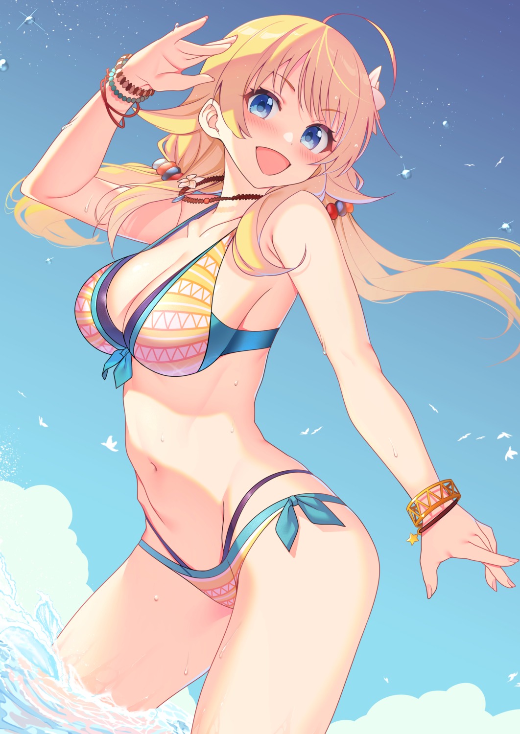 bikini hachimiya_meguru santa_(sunflower) swimsuits the_idolm@ster the_idolm@ster_shiny_colors wet