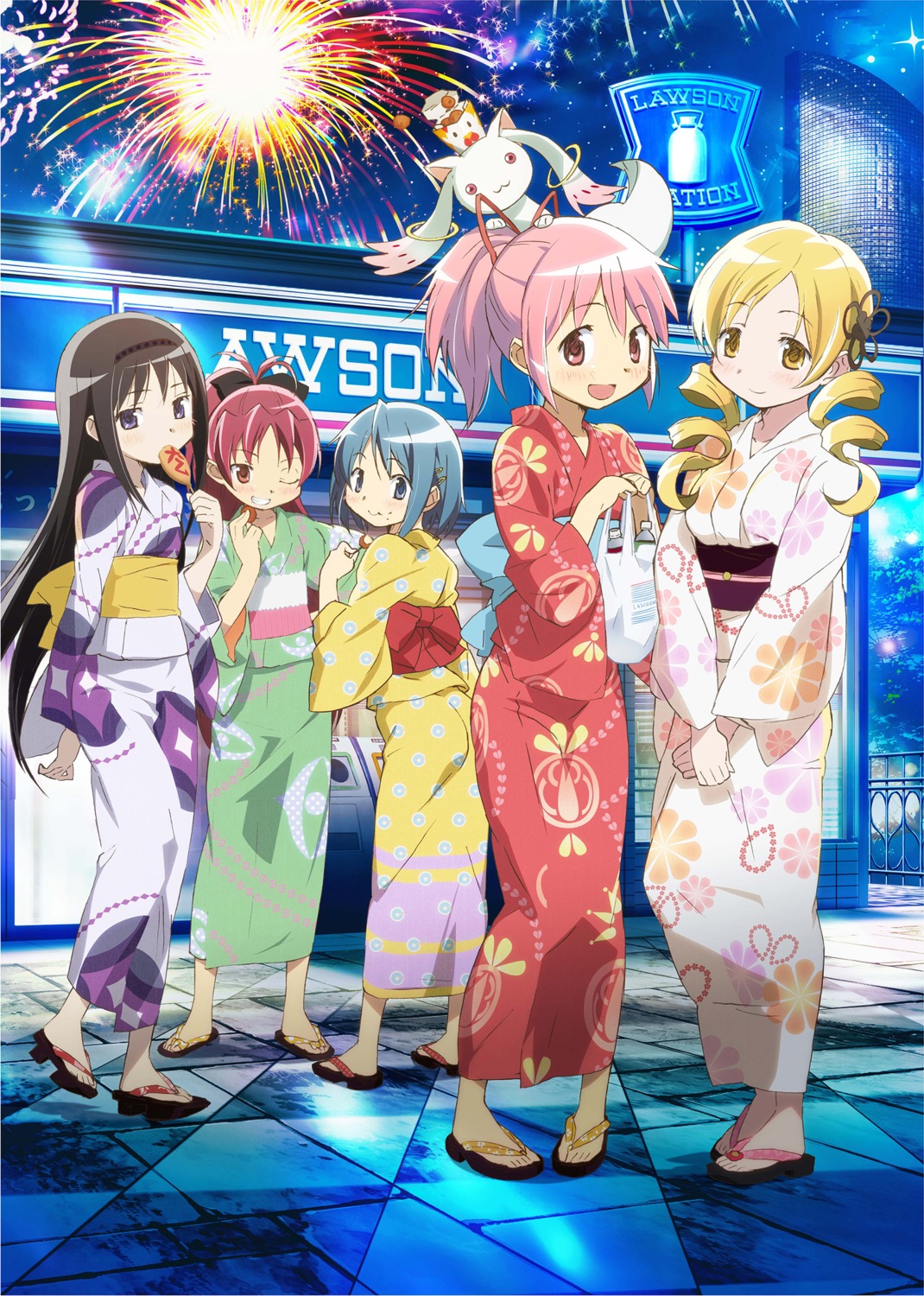 akemi_homura kaname_madoka mahou_shoujo_madoka_magica miki_sayaka sakura_kyouko tomoe_mami yukata