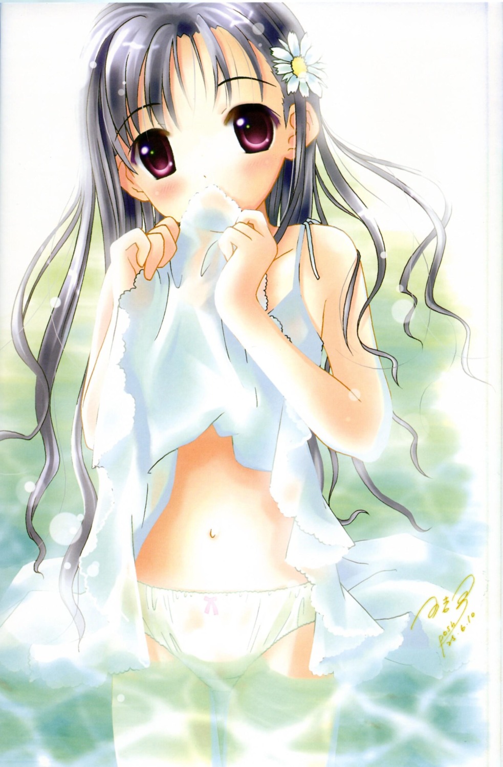 dress loli pantsu posh skirt_lift summer_dress wet